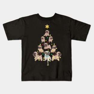 Christmas Tree Pugs Kids T-Shirt